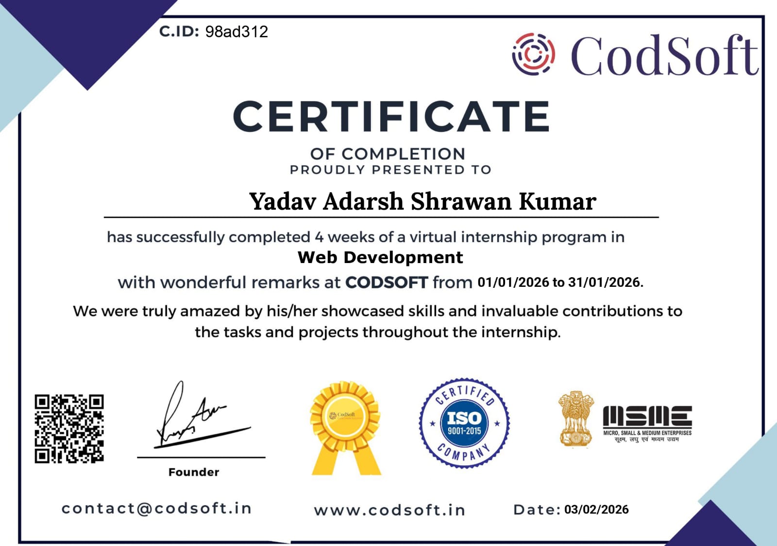 Adarsh Yadav | Full Stack Developer