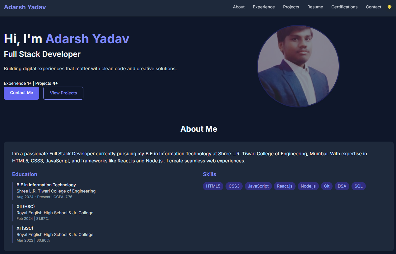 Adarsh Yadav | Full Stack Developer